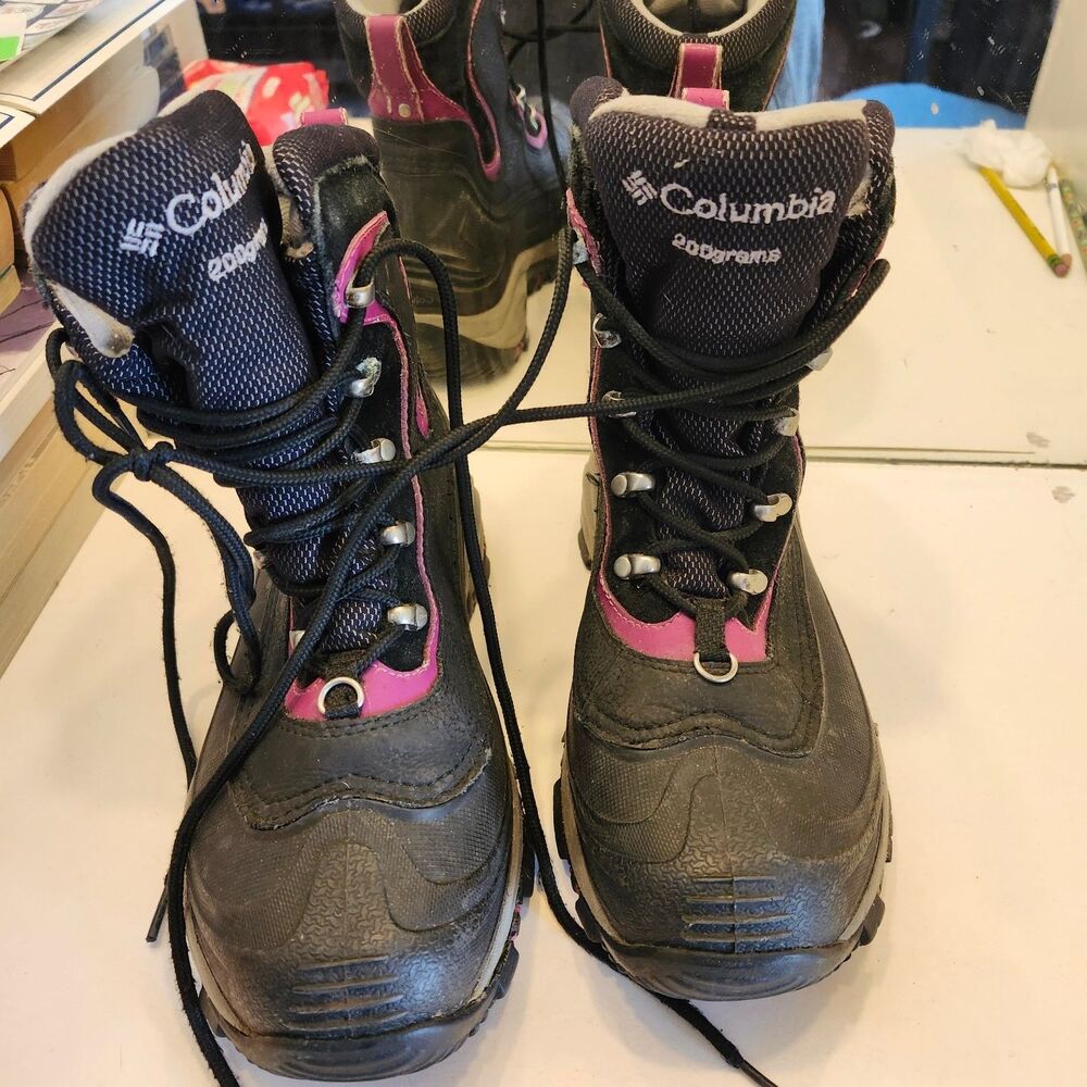 Columbia Winter Snow Boots USA 9 Black Pink Omni-Heat 200 Grams